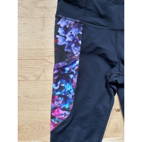 Lululemon‎ Run Reflect Crop Leggings Black Spring Sprung Multi Floral Cropped 4 - Picture 5 of 13